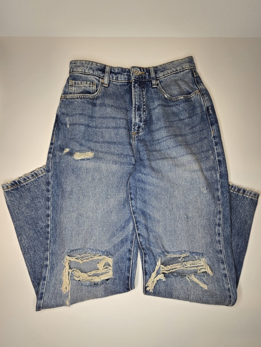 Inc Womens High Rise Ripped Mom Jean Size 6 /28 Dark Indigo